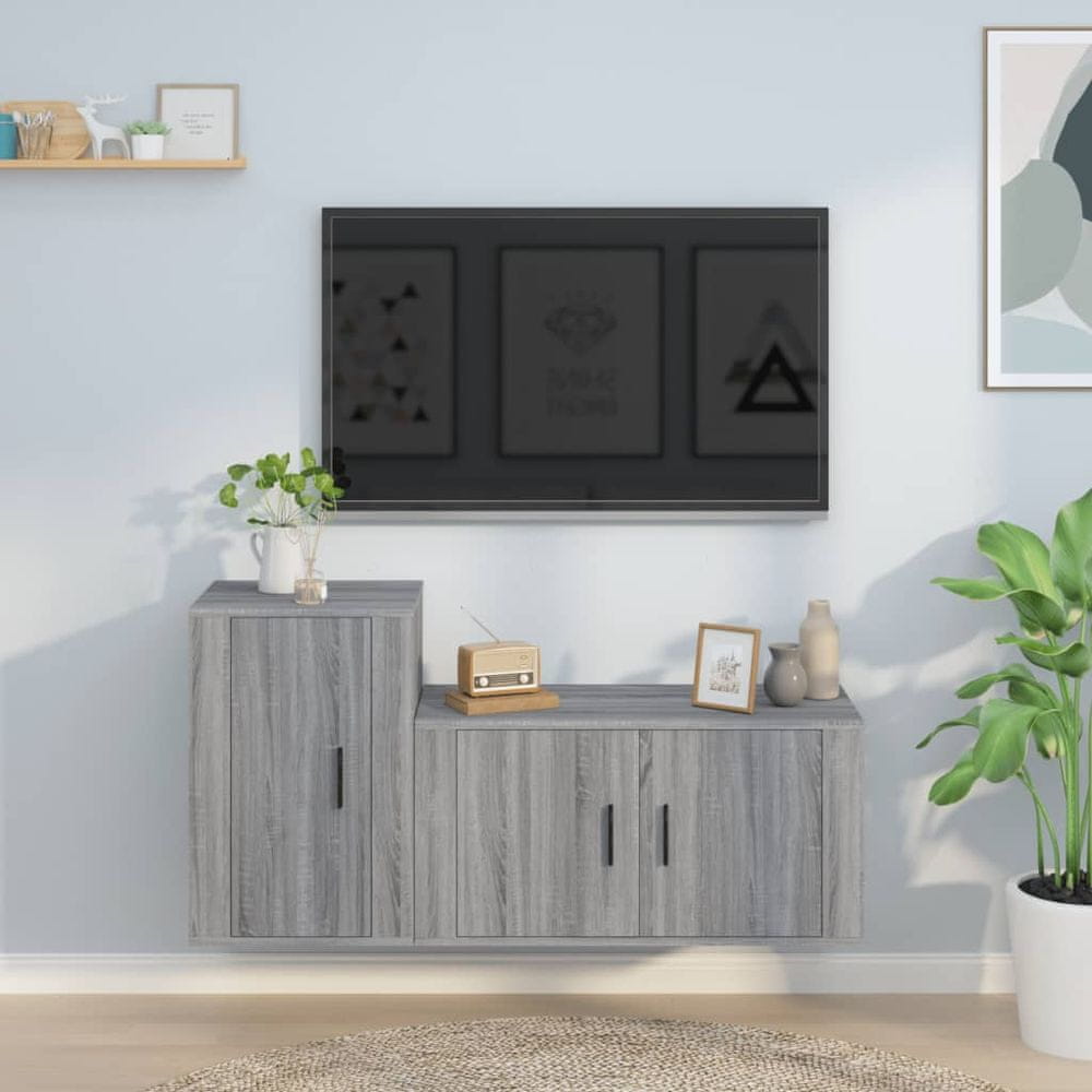 Vidaxl 2-dielna súprava TV skriniek sivý dub sonoma spracované drevo